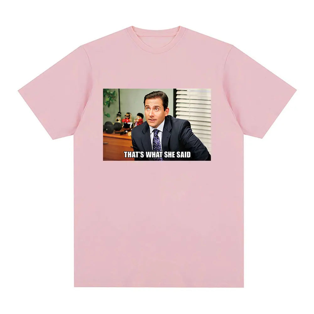 Michael Scott That's What She Said T Shirt Tv Series The Office Dwight Schrute Jim Halpert T-shirt Men's Short Sleeve T Shirts