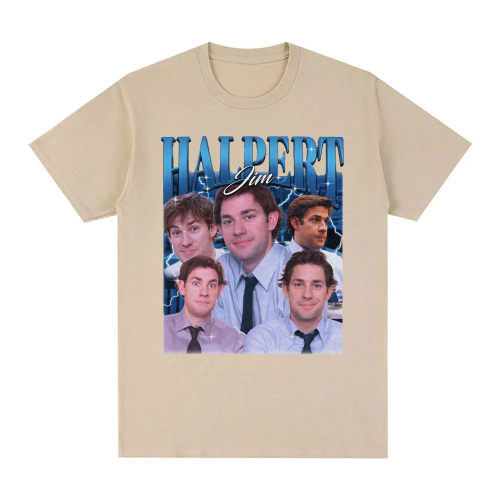 Tv Series Jim Halpert Dwight Schrute Homage The Office T-shirt Men Women Fashion Vintage Cotton Short Sleeve Oversized T-Shirts