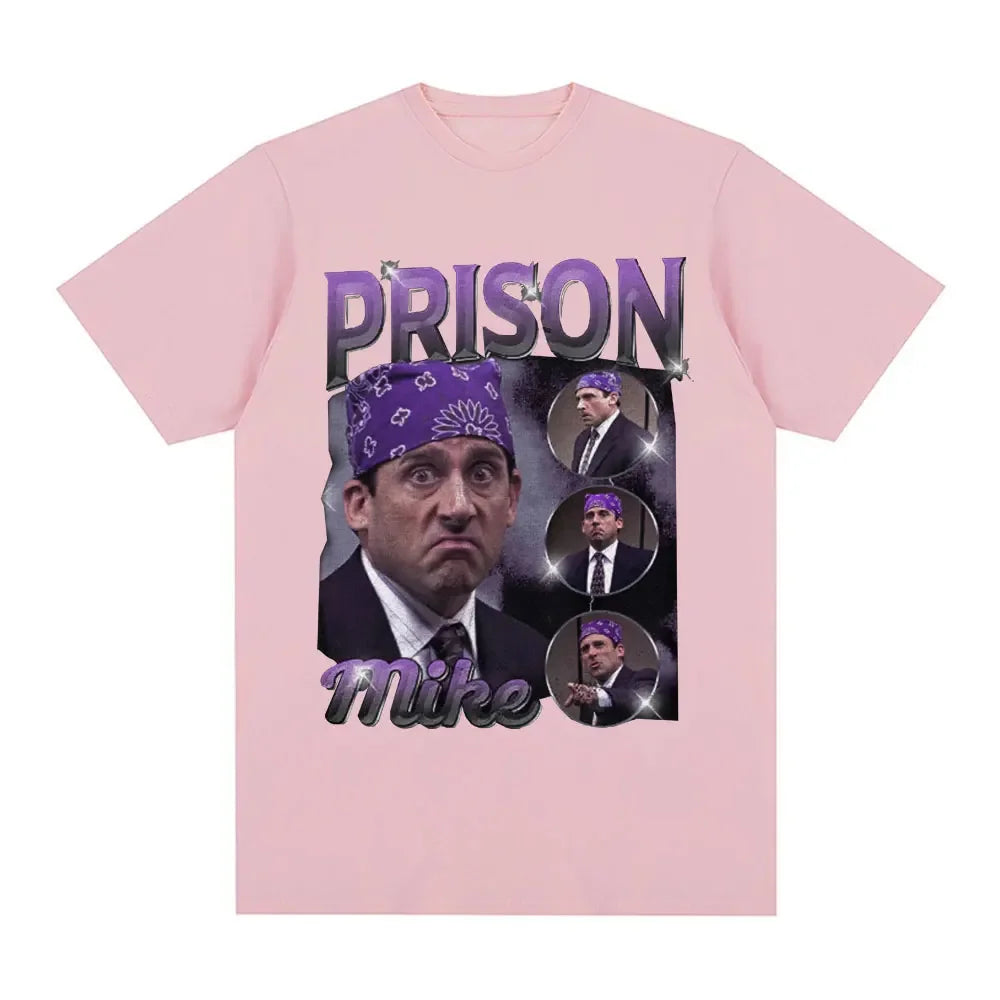 Prison Michael Scott Tribute T-shirt TV Series Office Dwight Schrut Jim Halpert Tshirt Womens Short Sleeve Tshirt