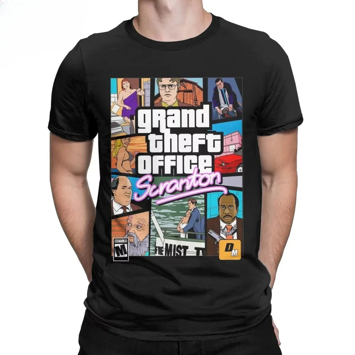 Grand Theft Office Scranton Men T Shirt The Office Fashion Tee Shirt Short Sleeve Round Collar T-Shirts Cotton New Arrival Tops
