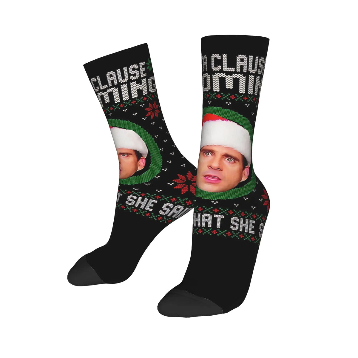 Michael Scott  Santa Clause Is Coming That’s What She Said Socks The Office Custom Stockings Non Skid Unisex Men Socks