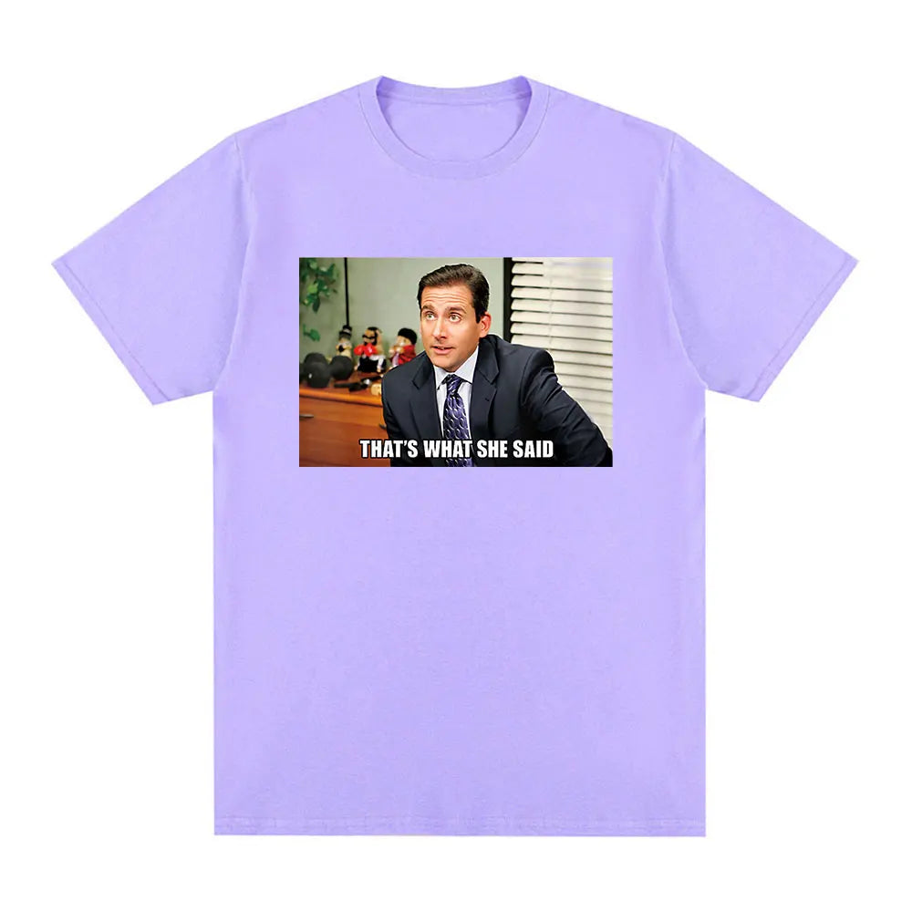 Michael Scott That's What She Said T Shirt Tv Series The Office Dwight Schrute Jim Halpert T-shirt Men's Short Sleeve T Shirts