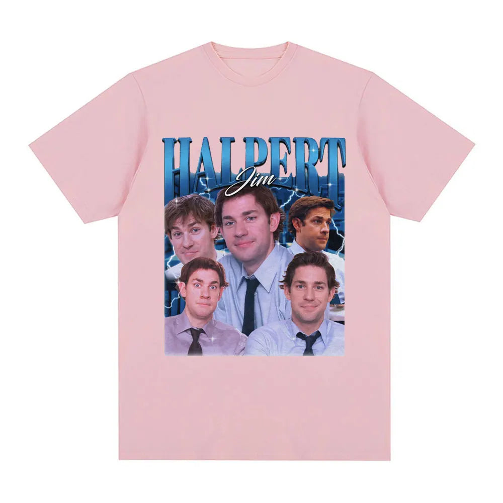 Tv Series Jim Halpert Dwight Schrute Homage The Office T-shirt Men Women Fashion Vintage Cotton Short Sleeve Oversized T-Shirts
