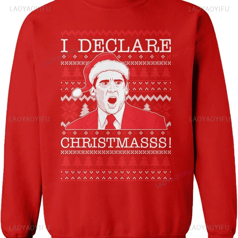 Michael Scott Ugly Christmas Autumn and Winter Long Sleeve Thermal Hoodie