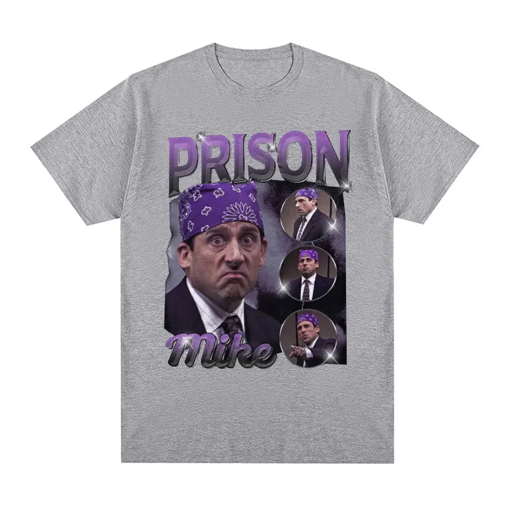 Prison Michael Scott Tribute T-shirt TV Series Office Dwight Schrut Jim Halpert Tshirt Womens Short Sleeve Tshirt
