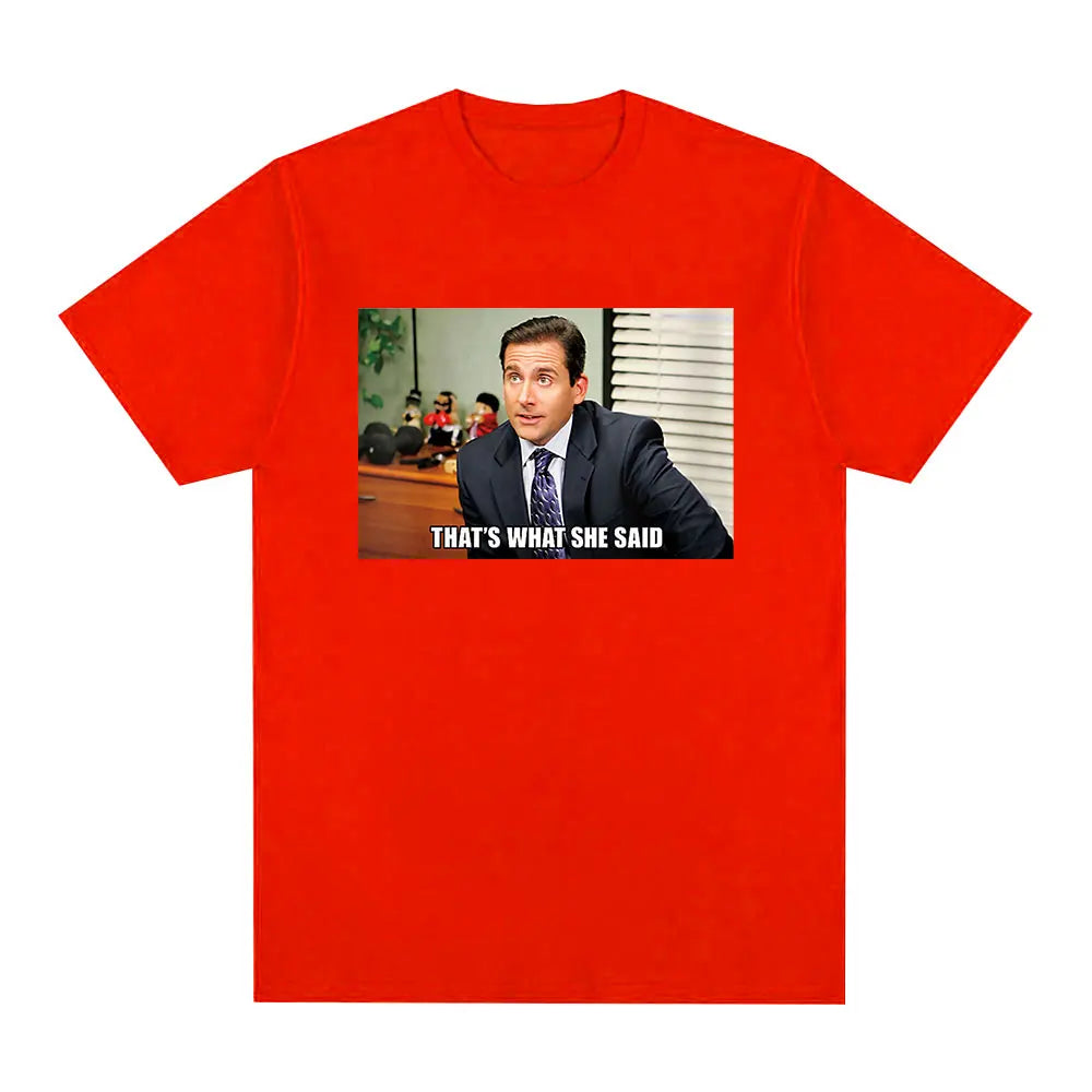 Michael Scott That's What She Said T Shirt Tv Series The Office Dwight Schrute Jim Halpert T-shirt Men's Short Sleeve T Shirts