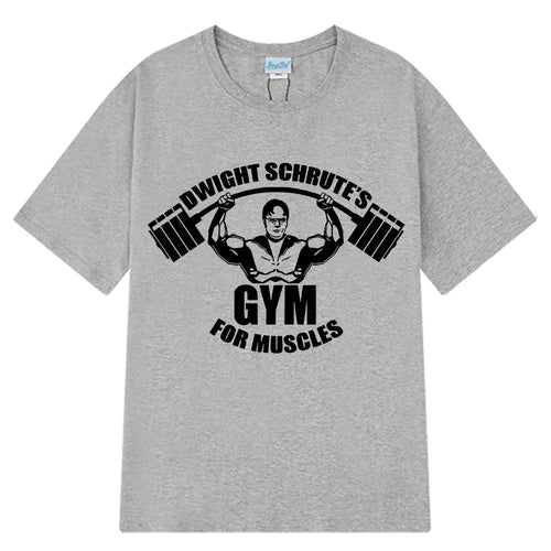 Dwight Schrute Gym for Muscles Fitness T Shirt Tv Series The Office Michael Scott Loose Casual T Shirts Men Cotton Cozy T-shirt