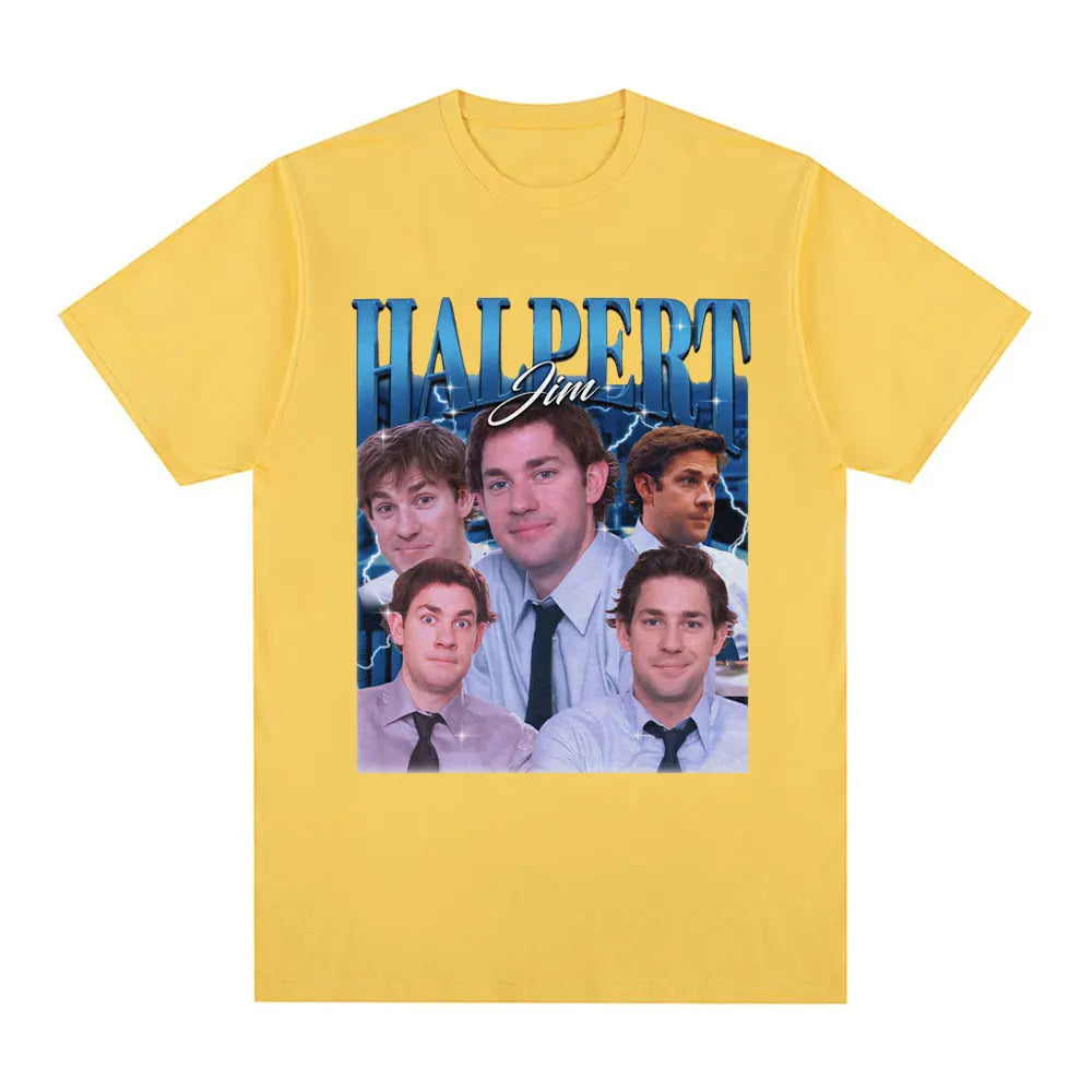 Tv Series Jim Halpert Dwight Schrute Homage The Office T-shirt Men Women Fashion Vintage Cotton Short Sleeve Oversized T-Shirts