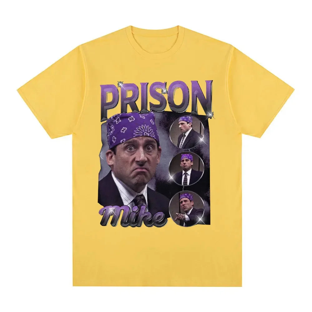 Prison Michael Scott Tribute T-shirt TV Series Office Dwight Schrut Jim Halpert Tshirt Womens Short Sleeve Tshirt
