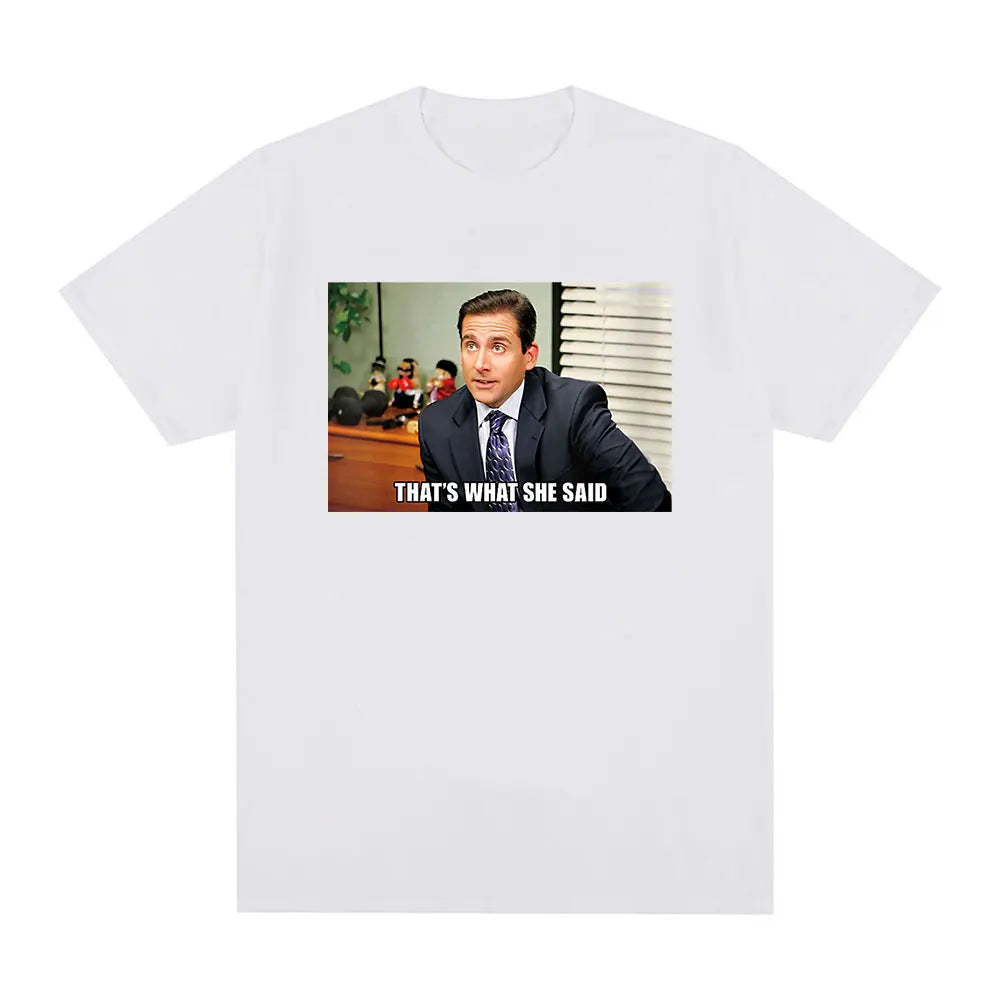 Michael Scott That's What She Said T Shirt Tv Series The Office Dwight Schrute Jim Halpert T-shirt Men's Short Sleeve T Shirts