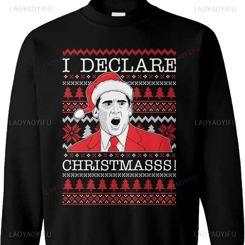 Michael Scott Ugly Christmas Autumn and Winter Long Sleeve Thermal Hoodie