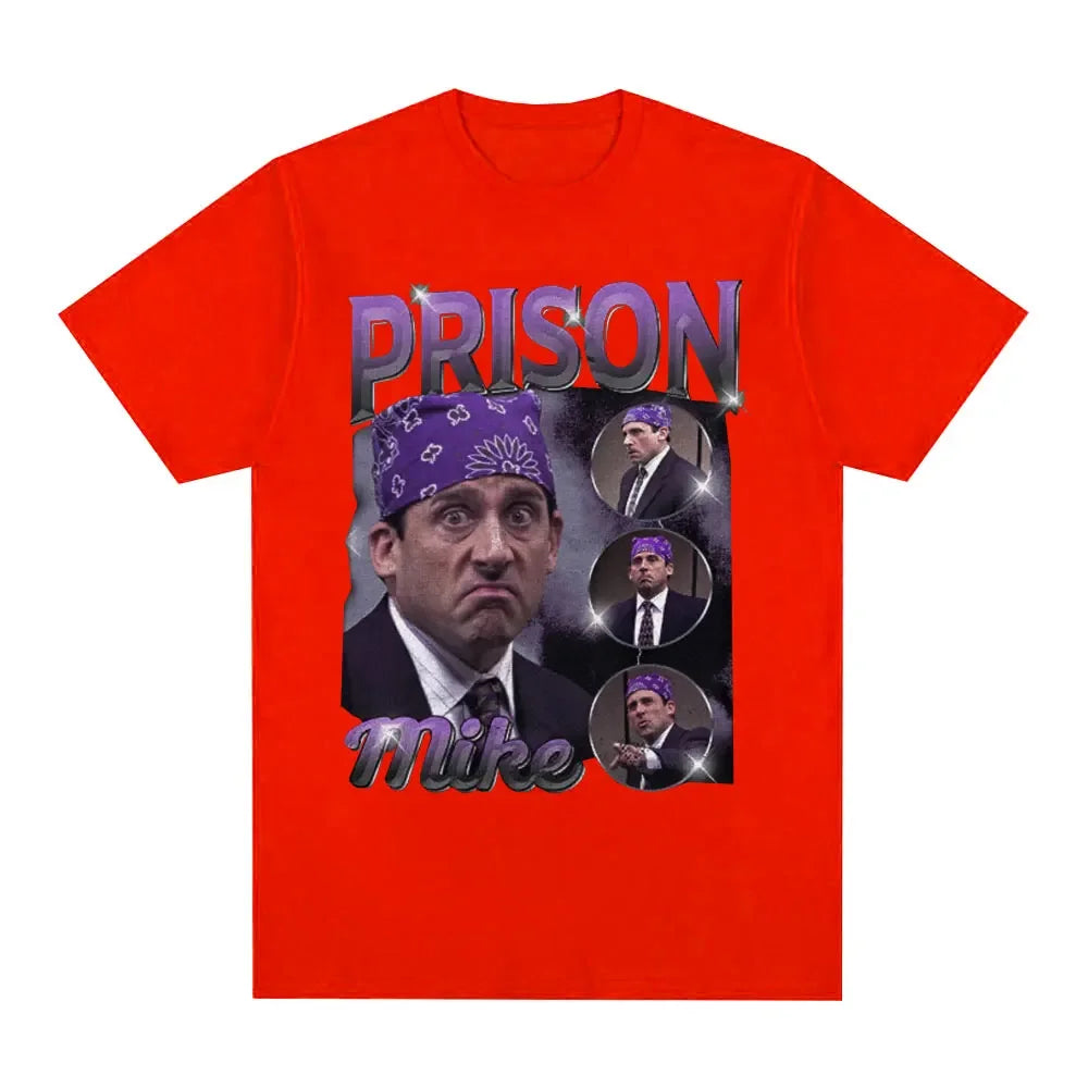 Prison Michael Scott Tribute T-shirt TV Series Office Dwight Schrut Jim Halpert Tshirt Womens Short Sleeve Tshirt