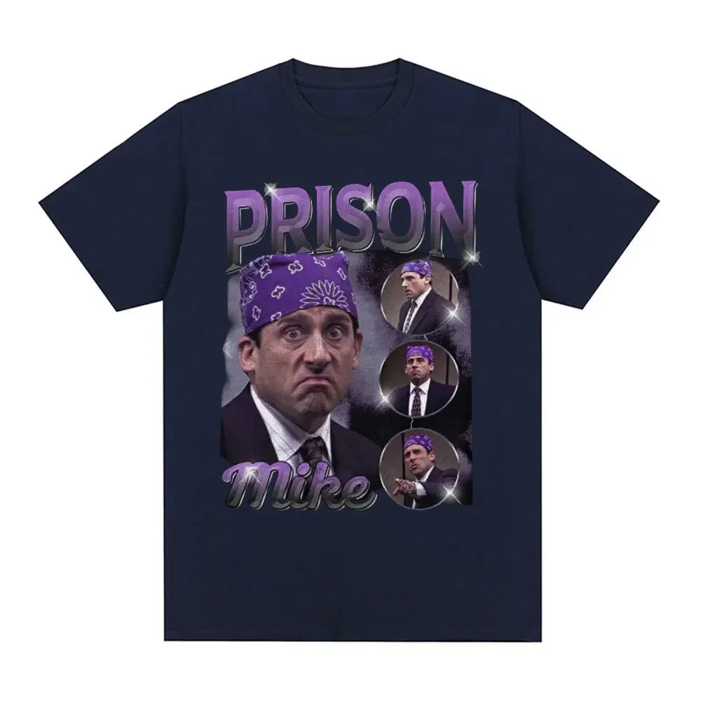 Prison Michael Scott Tribute T-shirt TV Series Office Dwight Schrut Jim Halpert Tshirt Womens Short Sleeve Tshirt