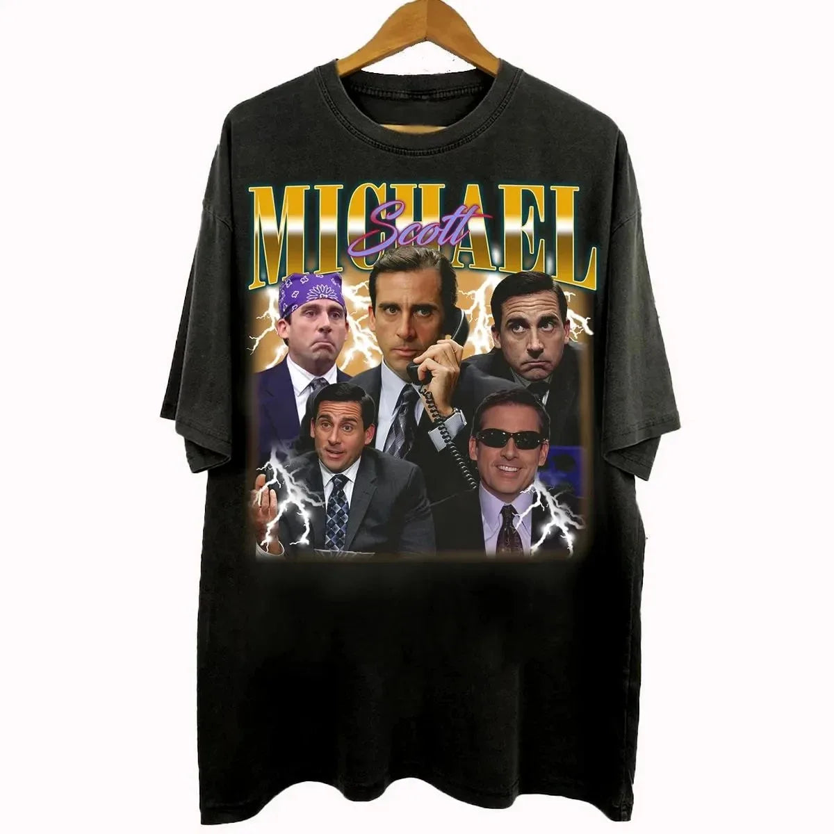 The Office TV Series Movie Gifts Vintage 90s Bootleg Style Michael Scott T-Shirt Casual Loose Print Cotton T-Shirt  Unisex