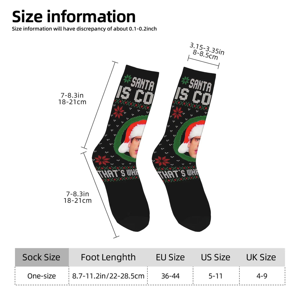 Michael Scott  Santa Clause Is Coming That’s What She Said Socks The Office Custom Stockings Non Skid Unisex Men Socks