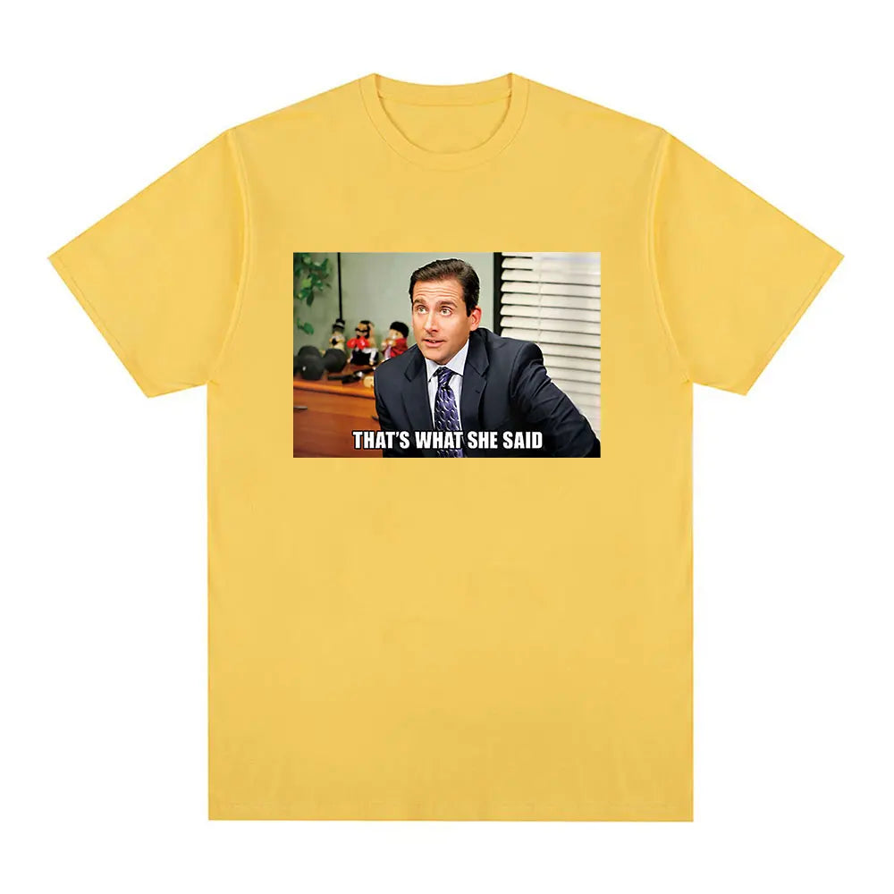 Michael Scott That's What She Said T Shirt Tv Series The Office Dwight Schrute Jim Halpert T-shirt Men's Short Sleeve T Shirts